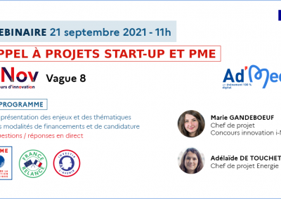 Webinaire ADEME – i-Nov vague 8 – AAP Start-up et PME