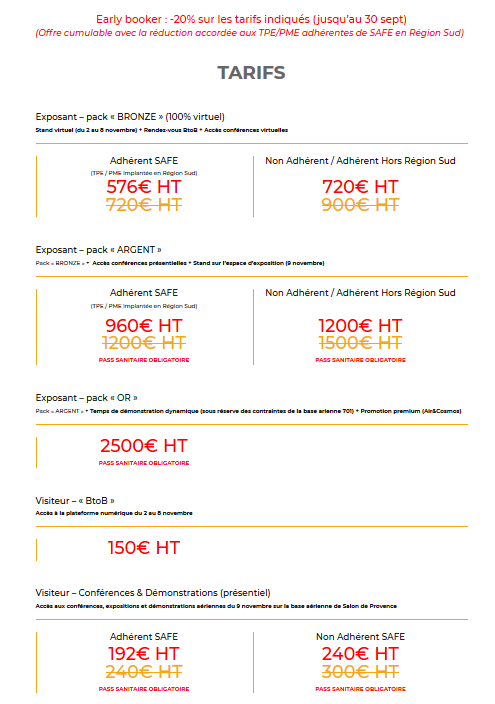 TARIF EARLY BOOKER AEROSUD