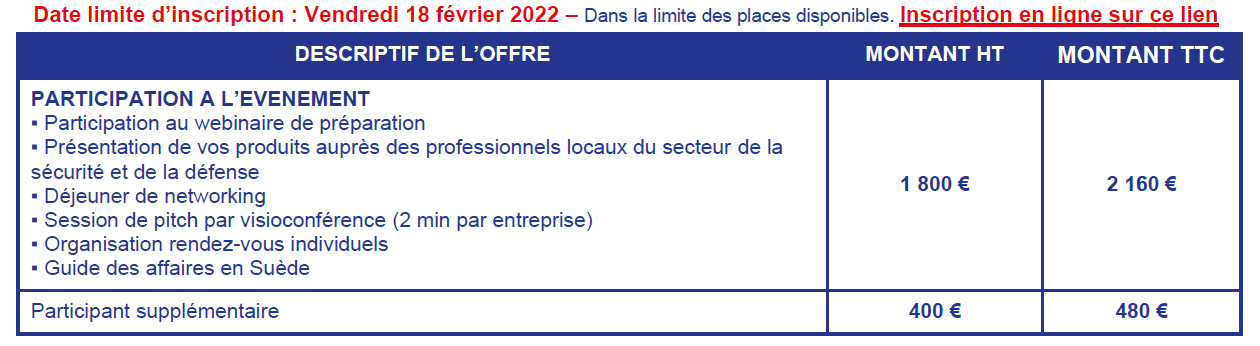 French Swedish security defence days TARIF